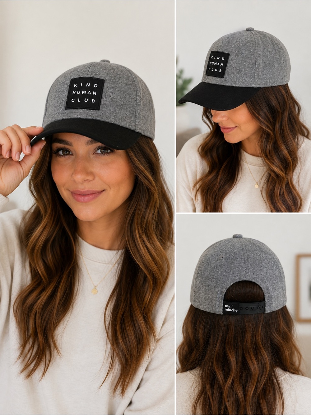 Mini Mioche Kind Human Club Women’s Baseball Cap Grey & Black